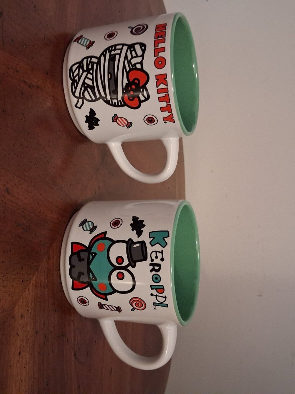 2024 Sanrio Mummy Hello Kitty & Vampire Keroppi Halloween Stackable Mugs EUC